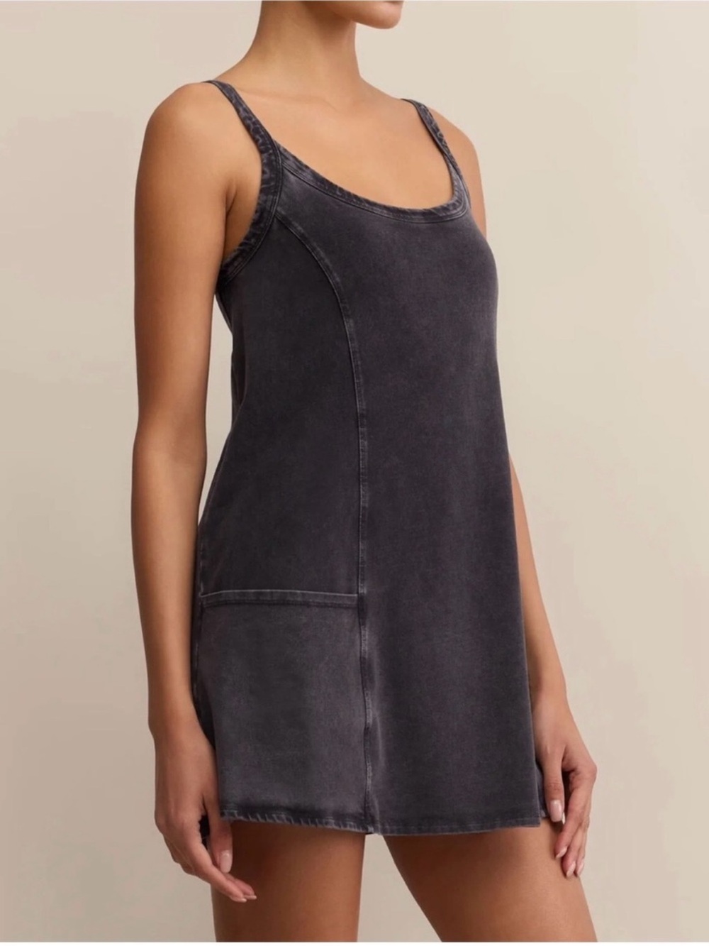 Sundry Vintage Wash Patch pocket Romper dress NWT